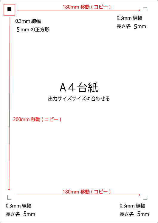 カッティングマシンで使うトンボの設定。イラストレーター（mac）
