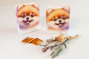 無料ダウンロード｜A4で作れる ポメラニアンのマチ付き紙袋（展開図・作り方）