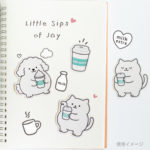 【癒しのカフェステッカー】プッチー＆ニャッフィーと過ごす、ほっとひと息の時間